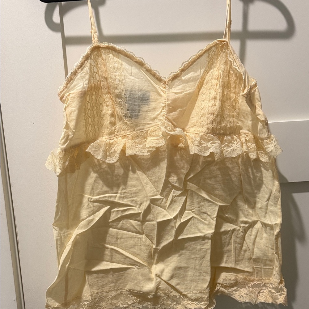 Apostrophe 100% cotton made USA Cream Lace Camisole boho lace minimalist summer